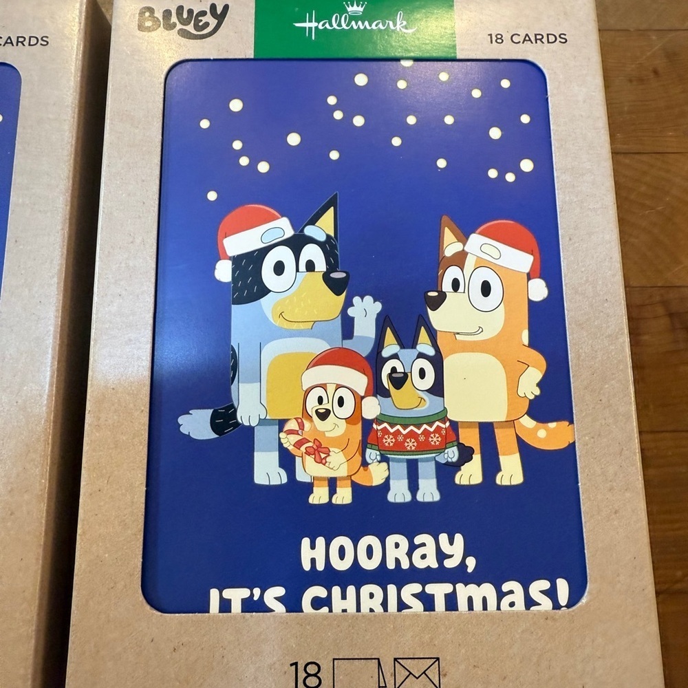 Hallmark Bluey Holiday Card Boxes Bluey Santa 54 Cards Hooray it’s Christmas - Picture 3 of 16